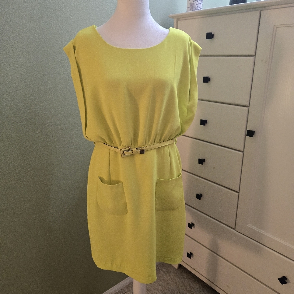 Mark Women's Bright Yellow-Green Dress